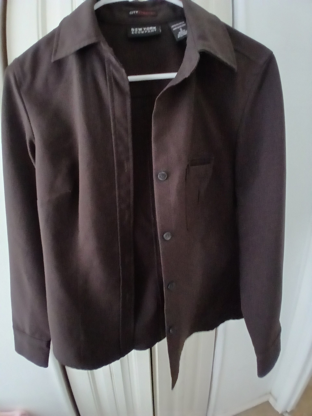 New York & Company Women Dark Brown Lightweight Shirt Jacket